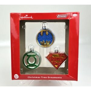 Hallmark Justice League Ornaments Blown Glass 3X Batman Green Lantern Superman